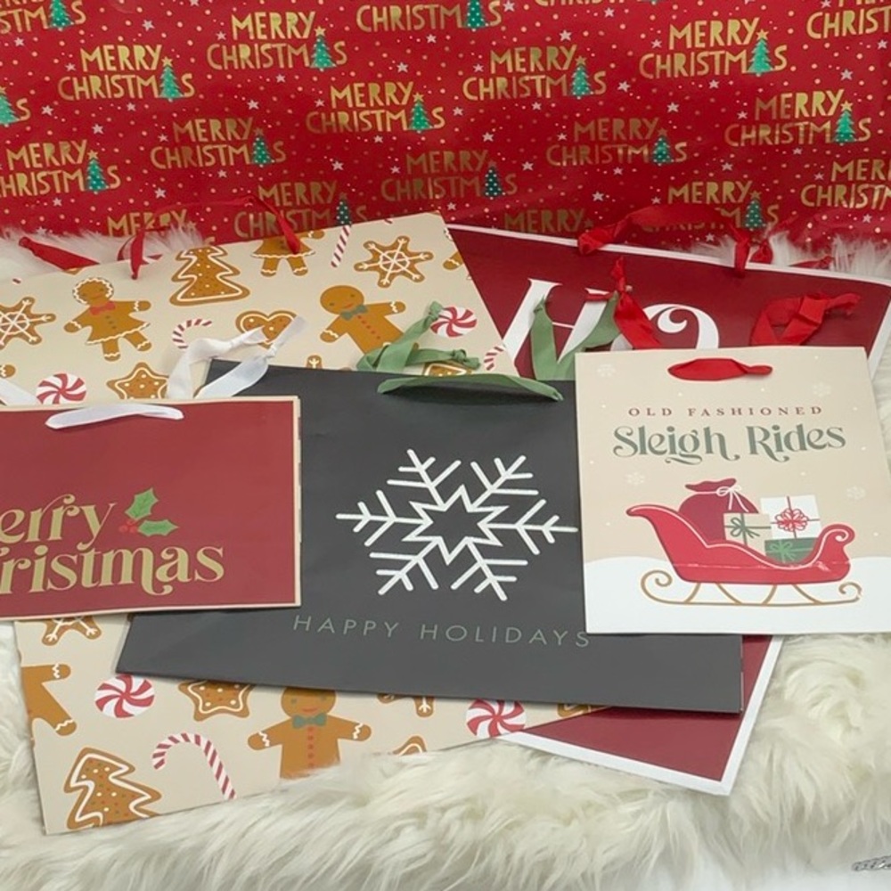 Christmas, Holiday Gift Tote 5 assorted Bag